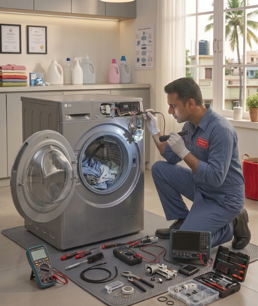 Doorstep Fault Code Decoding & Precision Hardware Repairs for LG Washing Machines