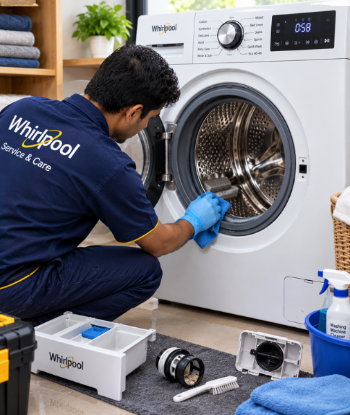 Professional On-Site Deep Cleaning & Hygiene Sanitization for Whirlpool Washing Machines